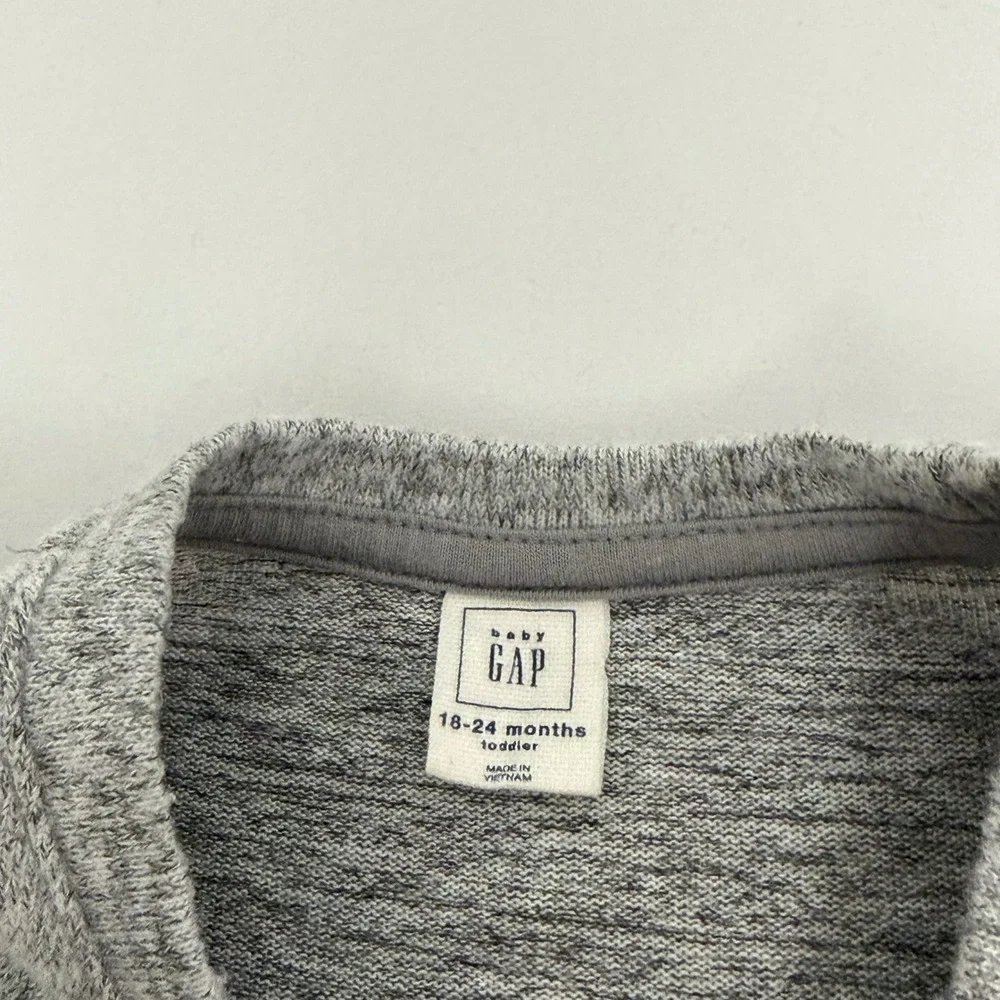 Baby Gap Toddler Girls Gray Heathered Ruffle Long Sleeve A-Line Dress 18-24M